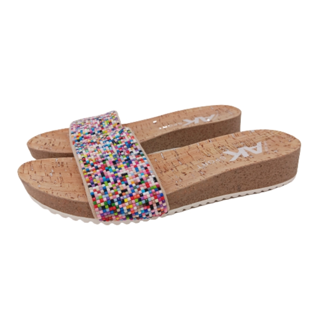 Anne Klein Sport QTee Wedge Slip-On Sandals Multi-Color Size 8.5